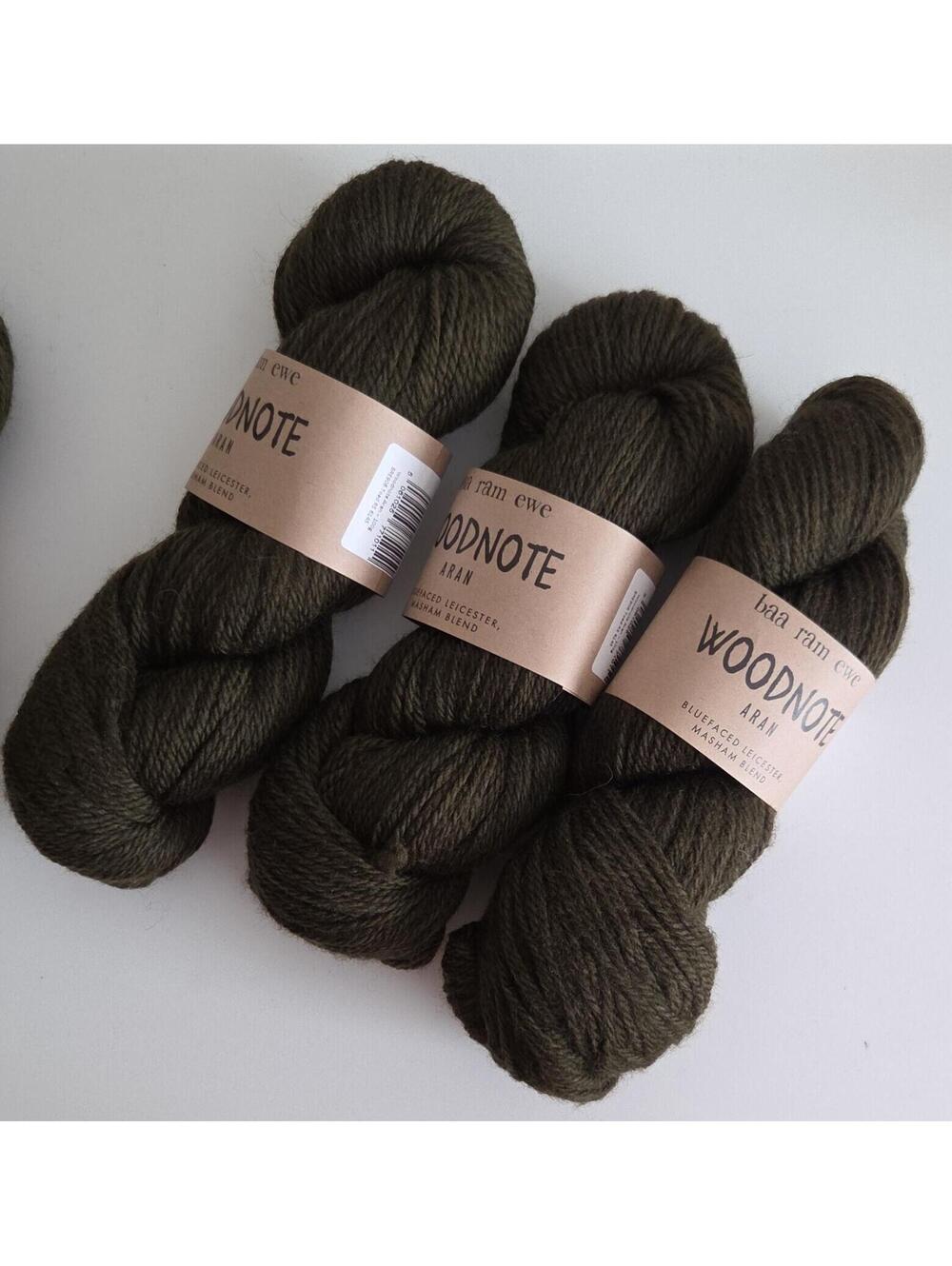 baa ram ewe Woodnote Aran Yarn 4 Medium, Green BFL/Masham/Merino  100g